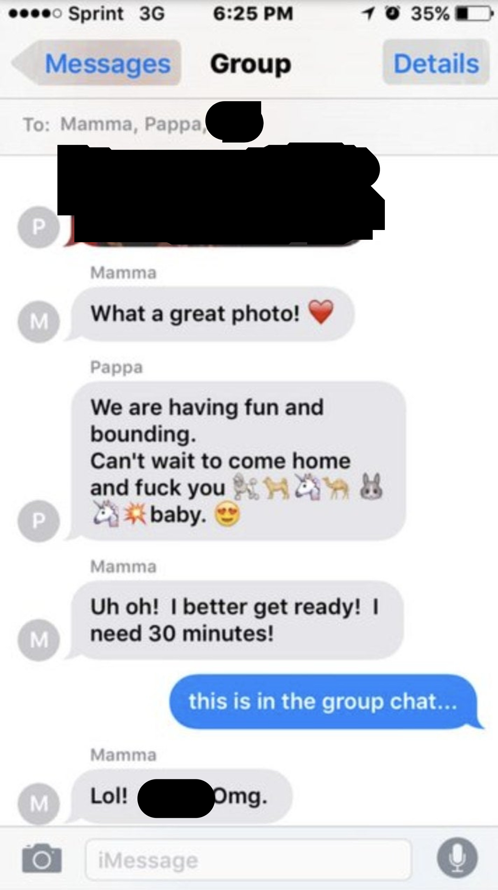 mom and dad talk about having sex when the dad gets home and the son lets them know it&#x27;s a group chat