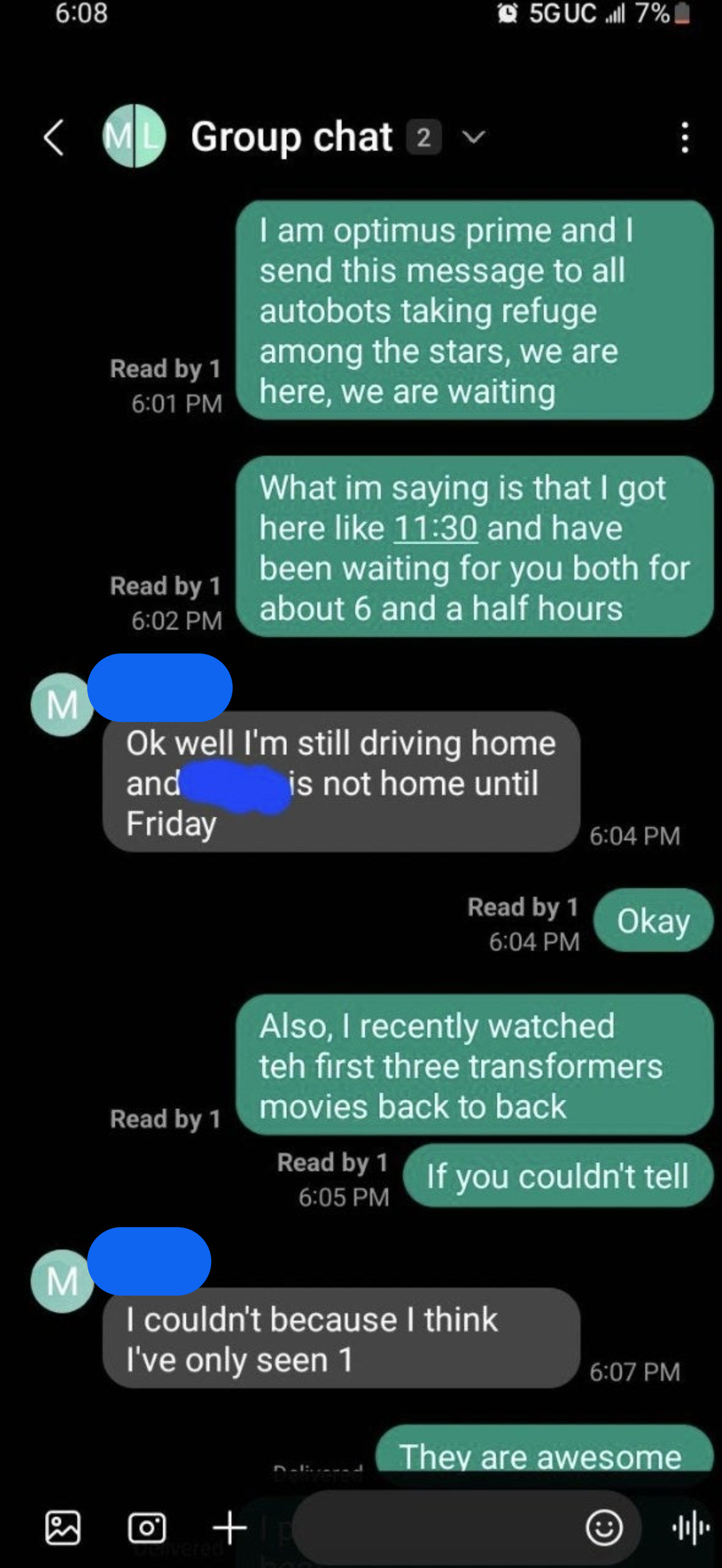 son texts mom Transformer references that she doesn&#x27;t understand