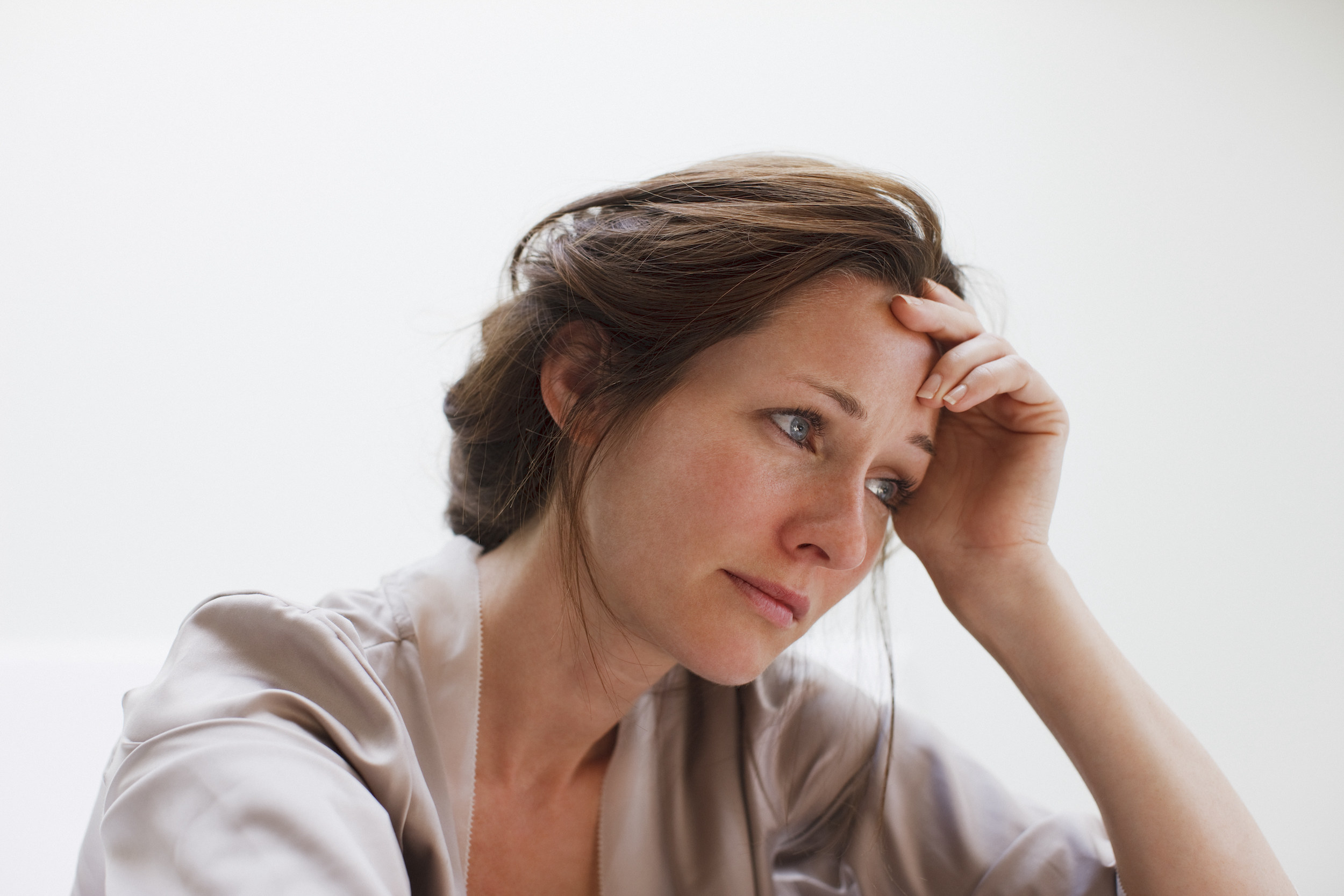 A woman looking upset