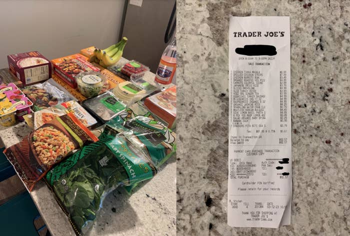 My Trader Joe's haul alongside my receipt
