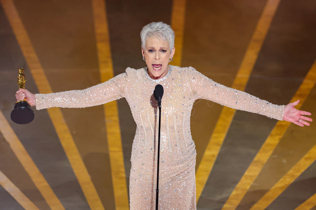 Jamie Lee Curtis accepts the award for Actress in a Supporting Role at the 95th Academy Awards