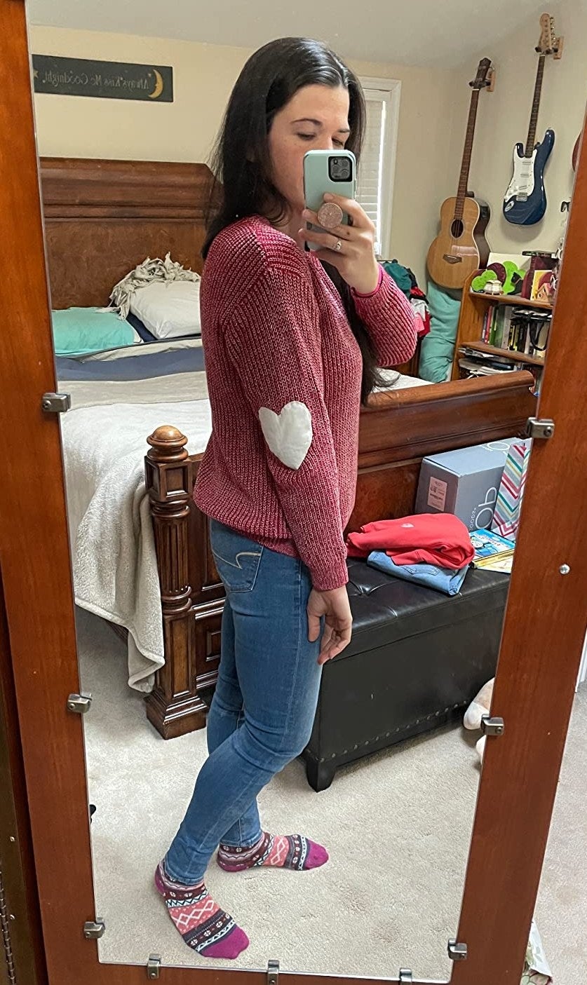 Heart Elbow Patch Sweater - Straight A Style