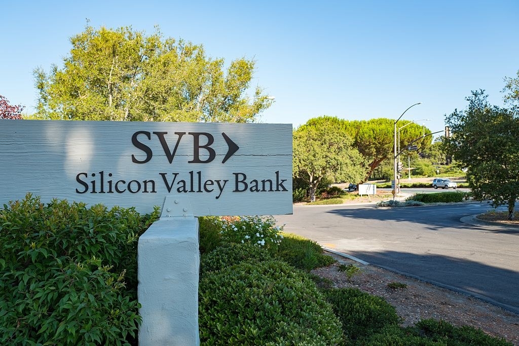 Signage for Silicon Valley Bank on Sand Hill Road in Menlo Park, California, on Aug. 25, 2016