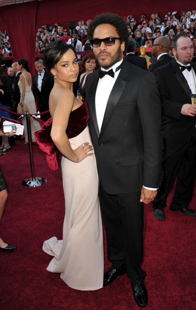 Lenny in a bow tie on the red carpet with Zoë Kravitz