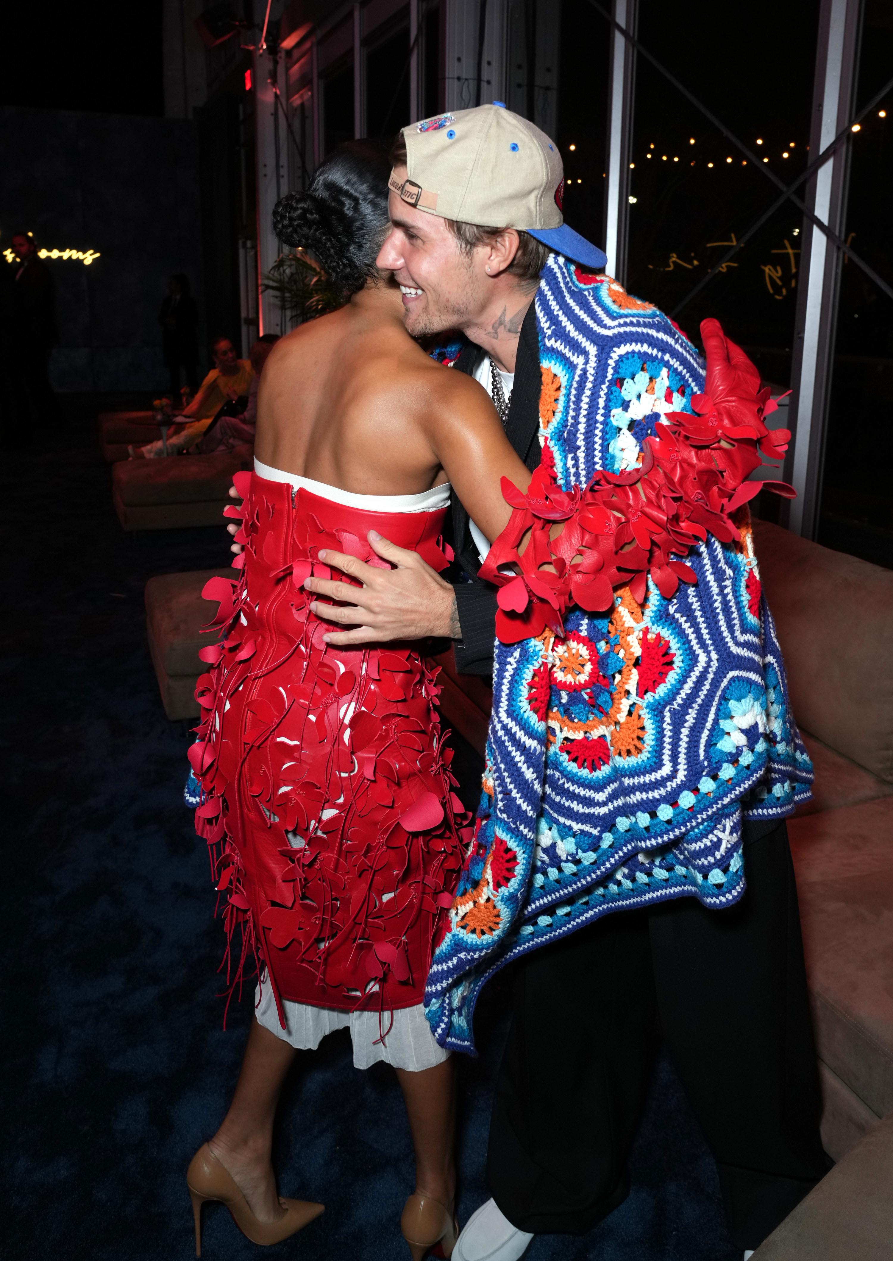 Yara Shahidi and Justin Bieber hugging