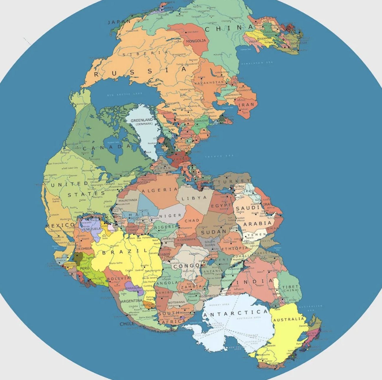 Pangea if it existed today