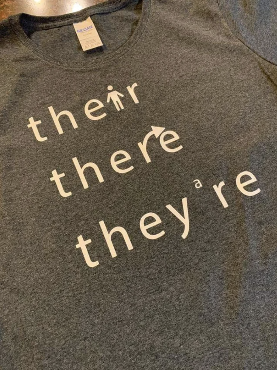 A shirt with &quot;their,&quot; &quot;there,&quot; and &quot;they&#x27;re&quot;