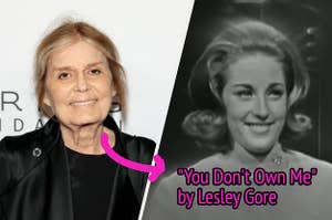 Gloria Steinem attends The Kering Foundation's Caring for Women dinner at The Pool on Park Avenue on September 15, 2022, Lesley Gore smiles in the "You Don't Own Me" official video