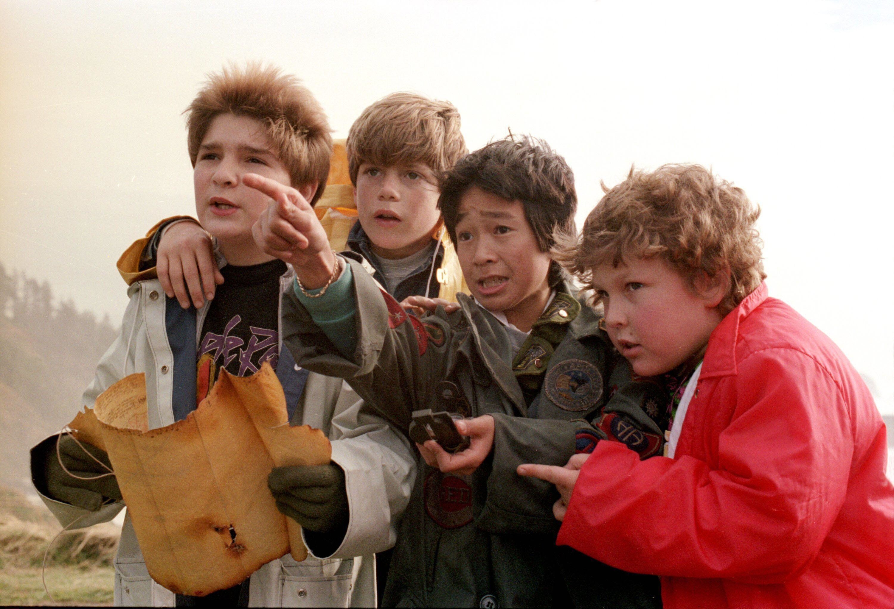 Sean Astin, Corey Feldman, Jeff Cohen and Ke Huy Quan in The Goonies