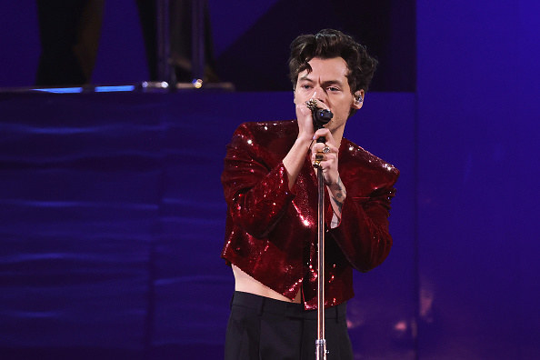 Harry Styles performing at the BRIT Awards
