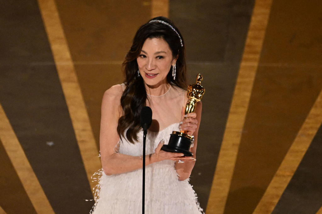 Michelle Yeoh accepts the Oscar for Best Actress in a Leading Role for &quot;Everything Everywhere All at Once&quot; onstage