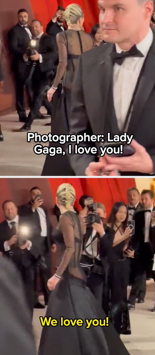 Interaction between Gaga and photographer as she walks away