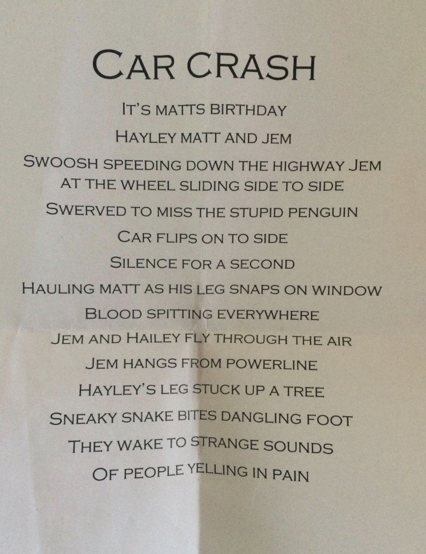 A poem about a car wreck