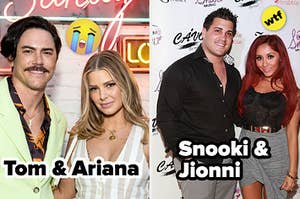 Tom Sandoval  and Ariana Madix on the left; Nicole "Snooki" Polizzi and Jionni LaValle on the right 