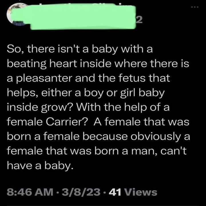 "So, there isn't a baby with a beating heart inside where there is a pleasanter and the fetus that helps, either a boy or girl baby inside grow?"