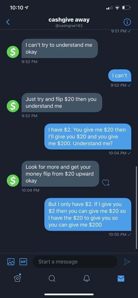 Person who uses very convoluted math to confuse a scammer asking for money