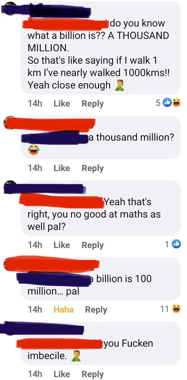 &quot;billion is 100 million... pal&quot;
