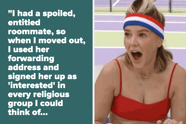Raquel from Vanderpump Rules looking shocked at text that tells a story about taking revenge on a bad roommate by signing her up for every religious group imaginable