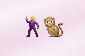A dancing man emoji and a monkey emoji