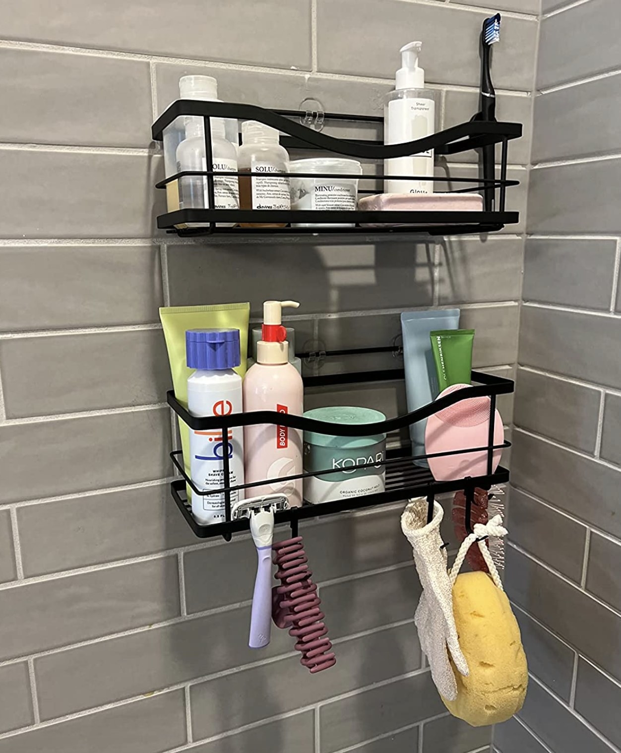 Rebrilliant Shower Shelves for Inside Shower, Adhesive Shower Caddy 3 Pack Shower Organizer Wall Suction Shower Shampoo Holder, Shower Storage Rack Basket Shelf F