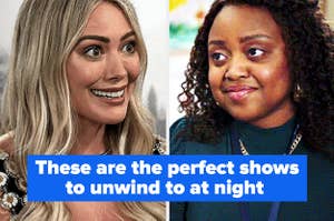 "How I Met Your Mother" and "Abbott Elementary" images with the text "These are the perfect shows to unwind to at night"