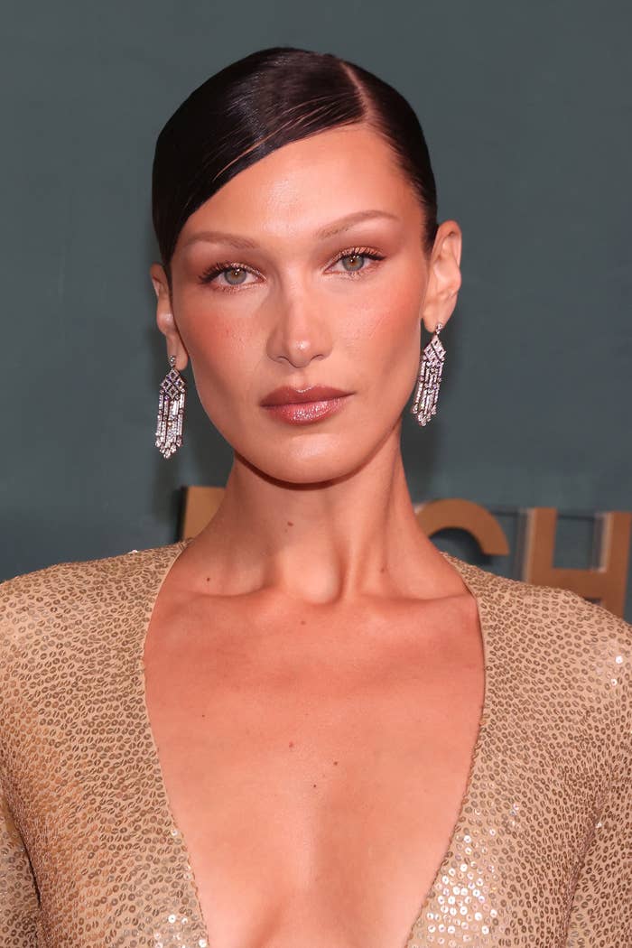 Bella Hadid catches the eye in a kooky fur-look Louis Vuitton hat