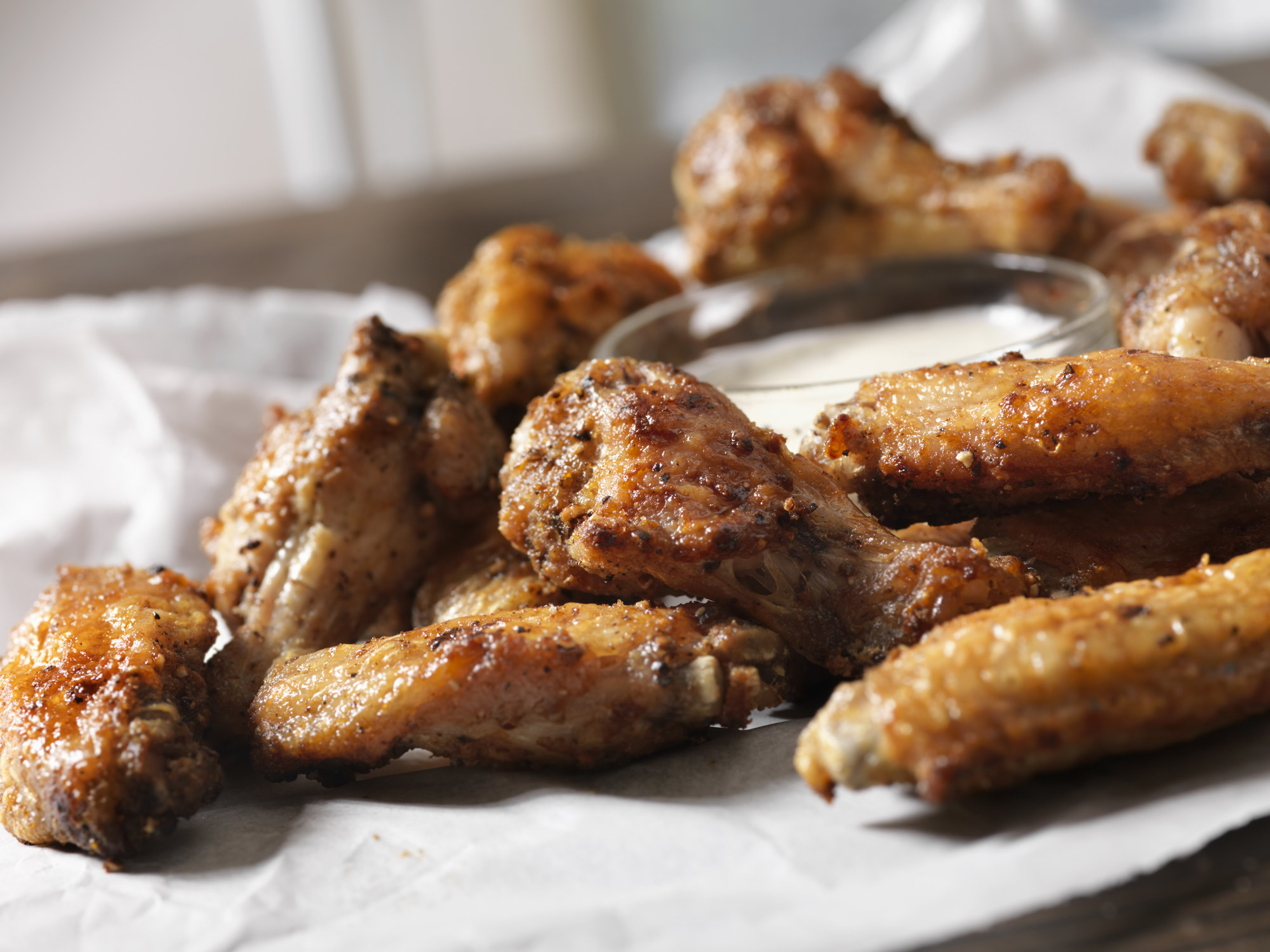 Homemade crispy chicken wings.