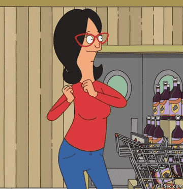 Linda Belcher dancing in a grocery store