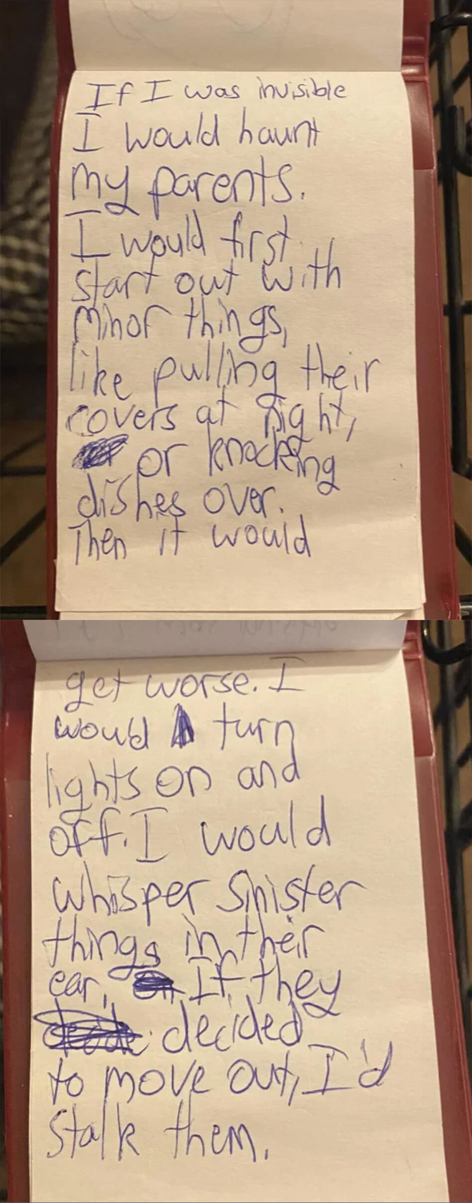 A creepy note from a child