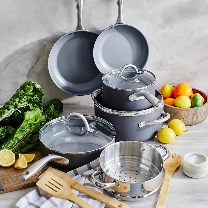the gray cookware set