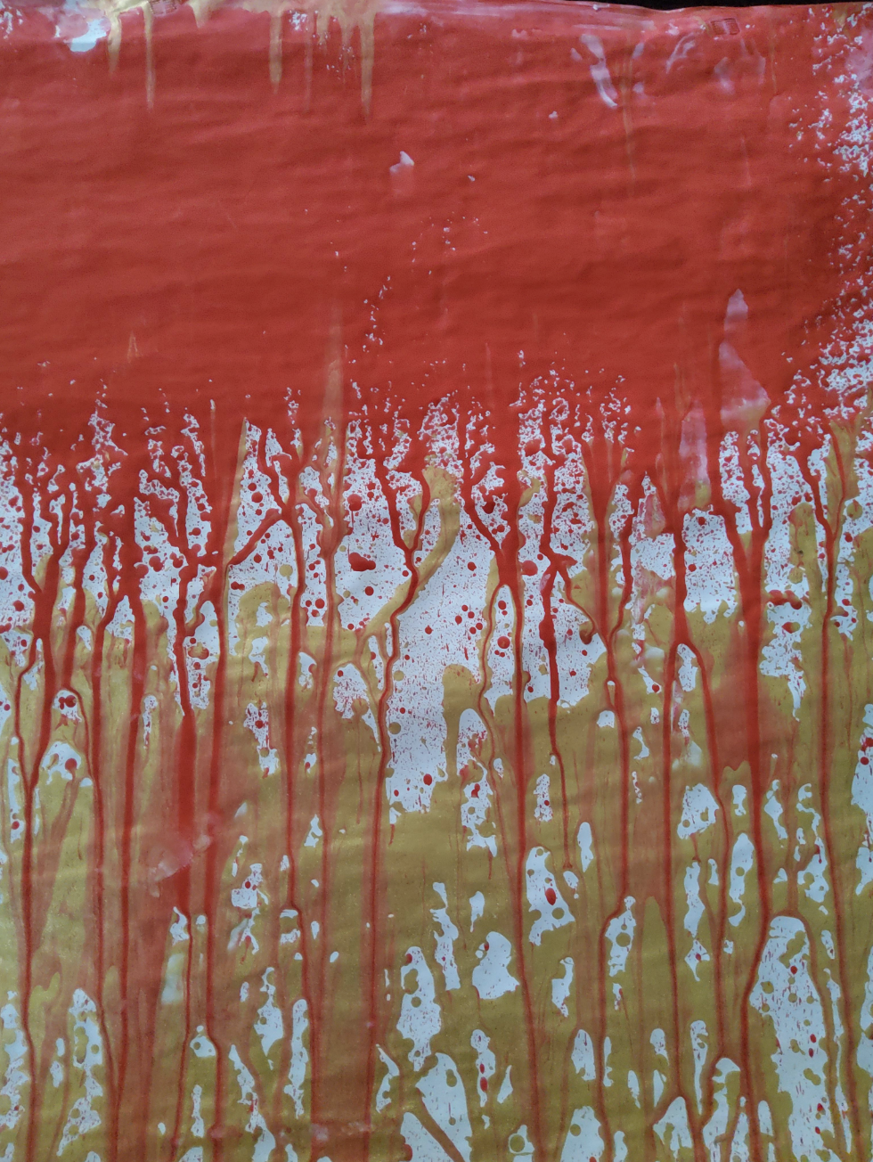 A painting that appears to be blood dripping