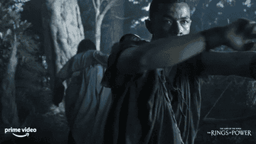 Arondir wielding a bow and arrow in &quot;The Rings of Power&quot;