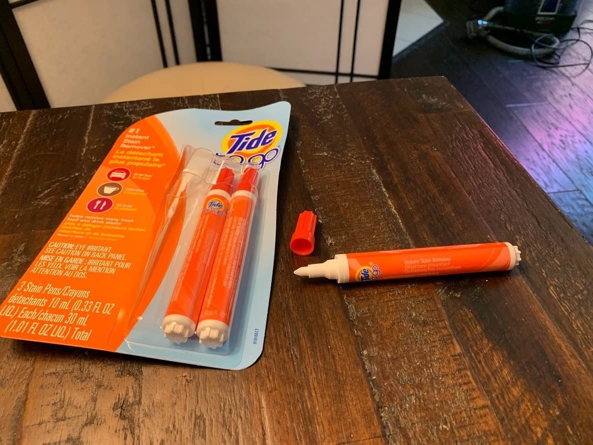 a reviewer photo of one of the tide pens with the cap off