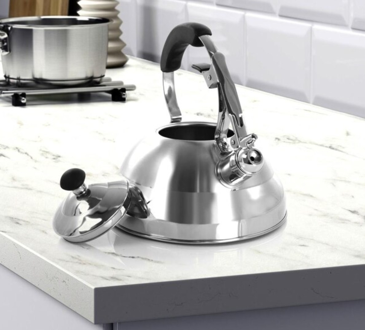 a tea kettle on a counter top