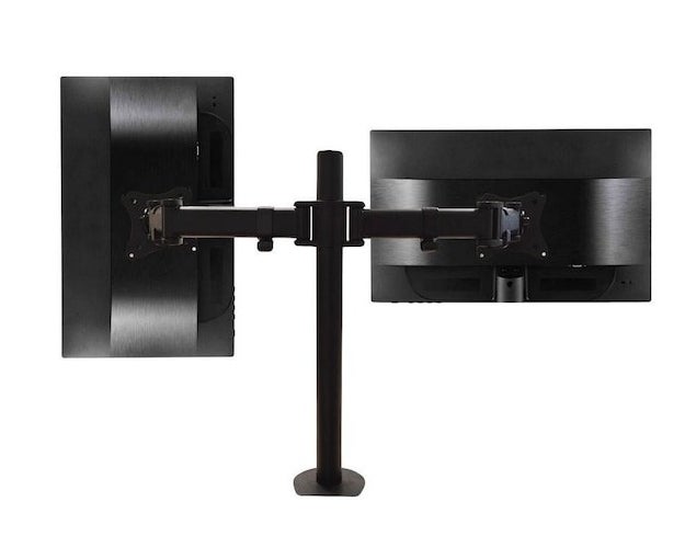 Image of the black dual monitor holder
