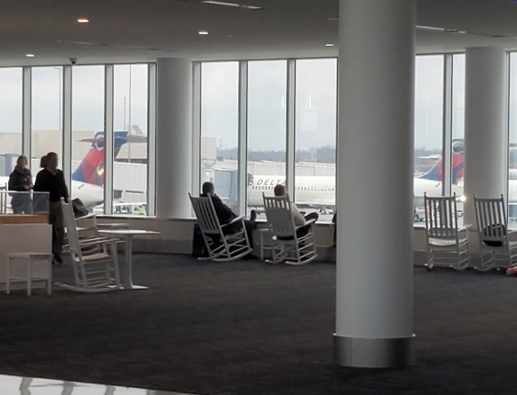 Rocking chairs in an airport