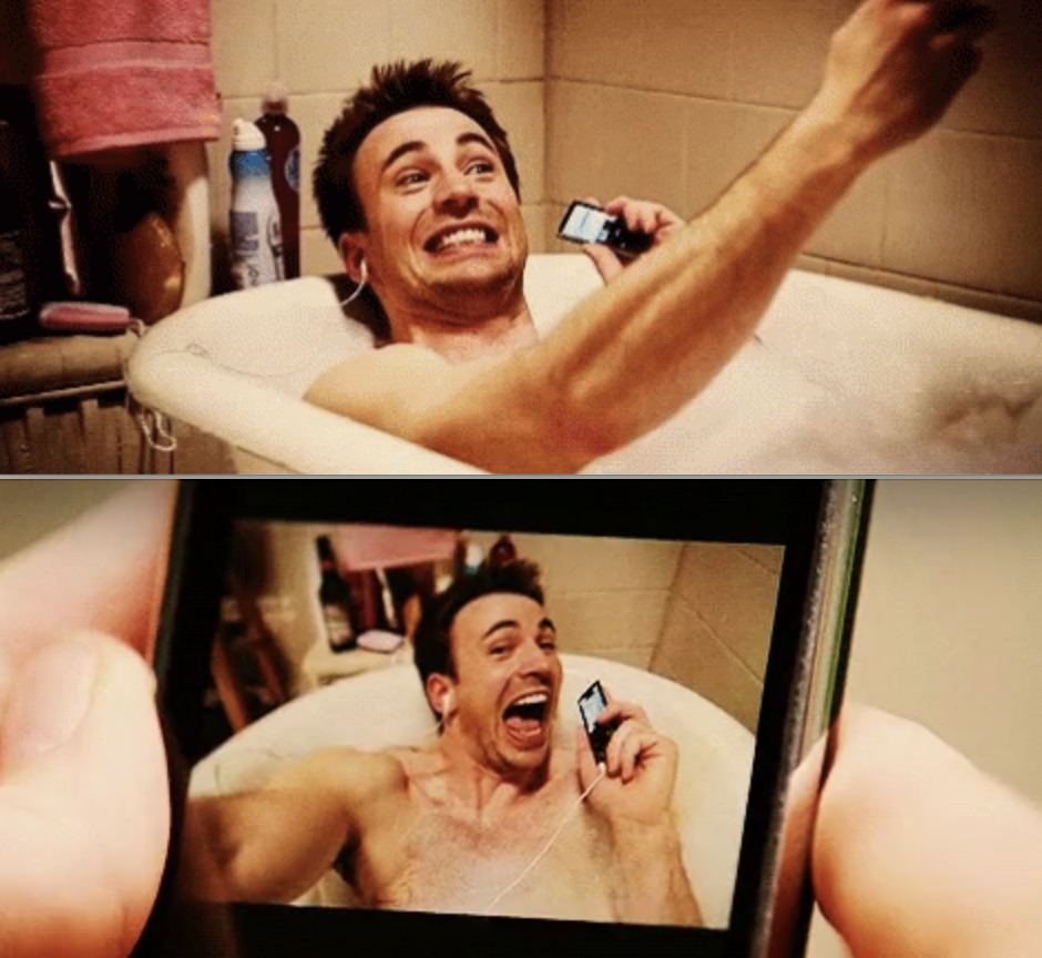 Chris Evans taking a selfie in a tub in &quot;What&#x27;s Your Number?&quot;