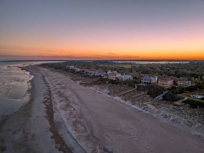 Aerial view of beach with houses