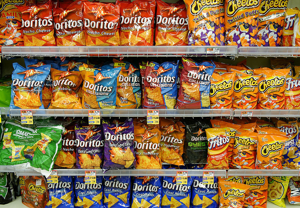 Selection of chips at a market.