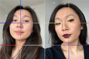 Before makeup vs. after makeup.