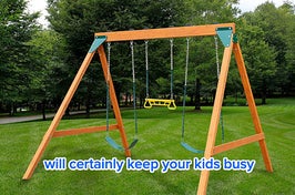 a swing set with two swings and bars