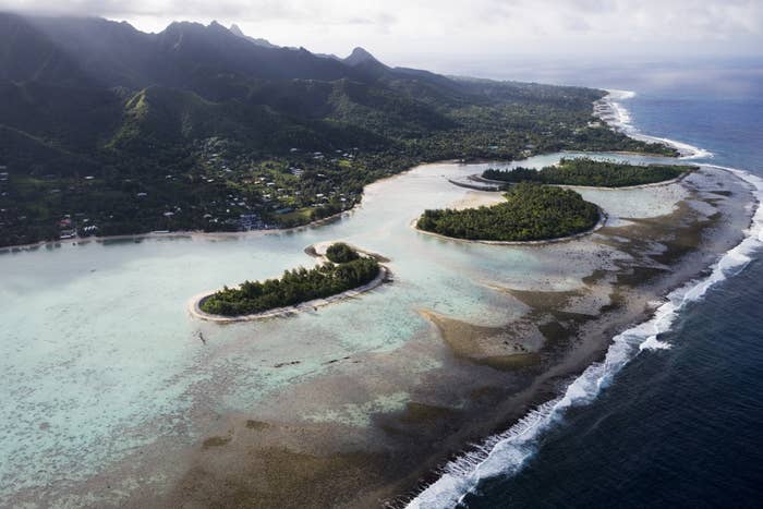 An aerial view of the Cook Islands.