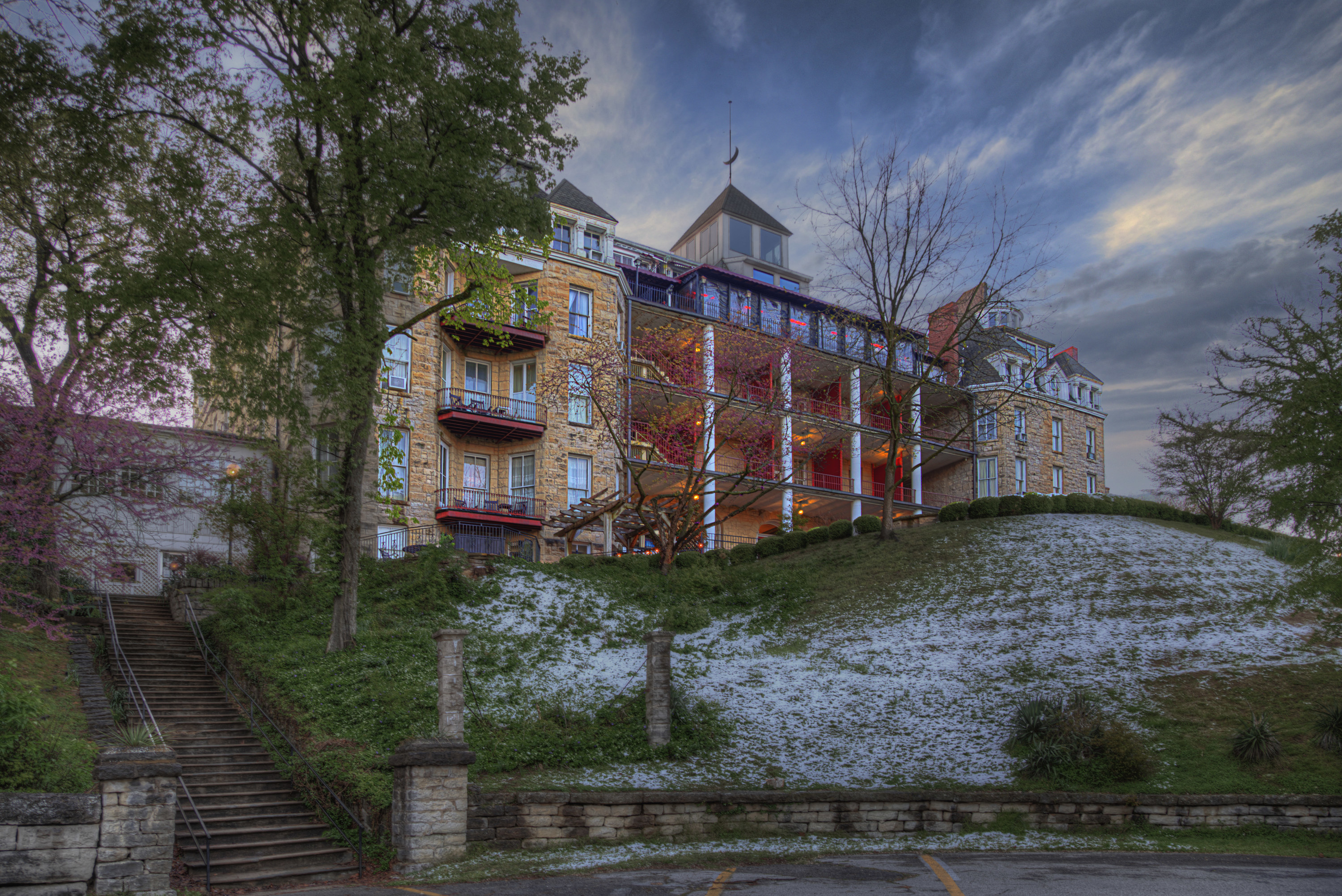 The back of the Crescent Hotel which sits on a hill