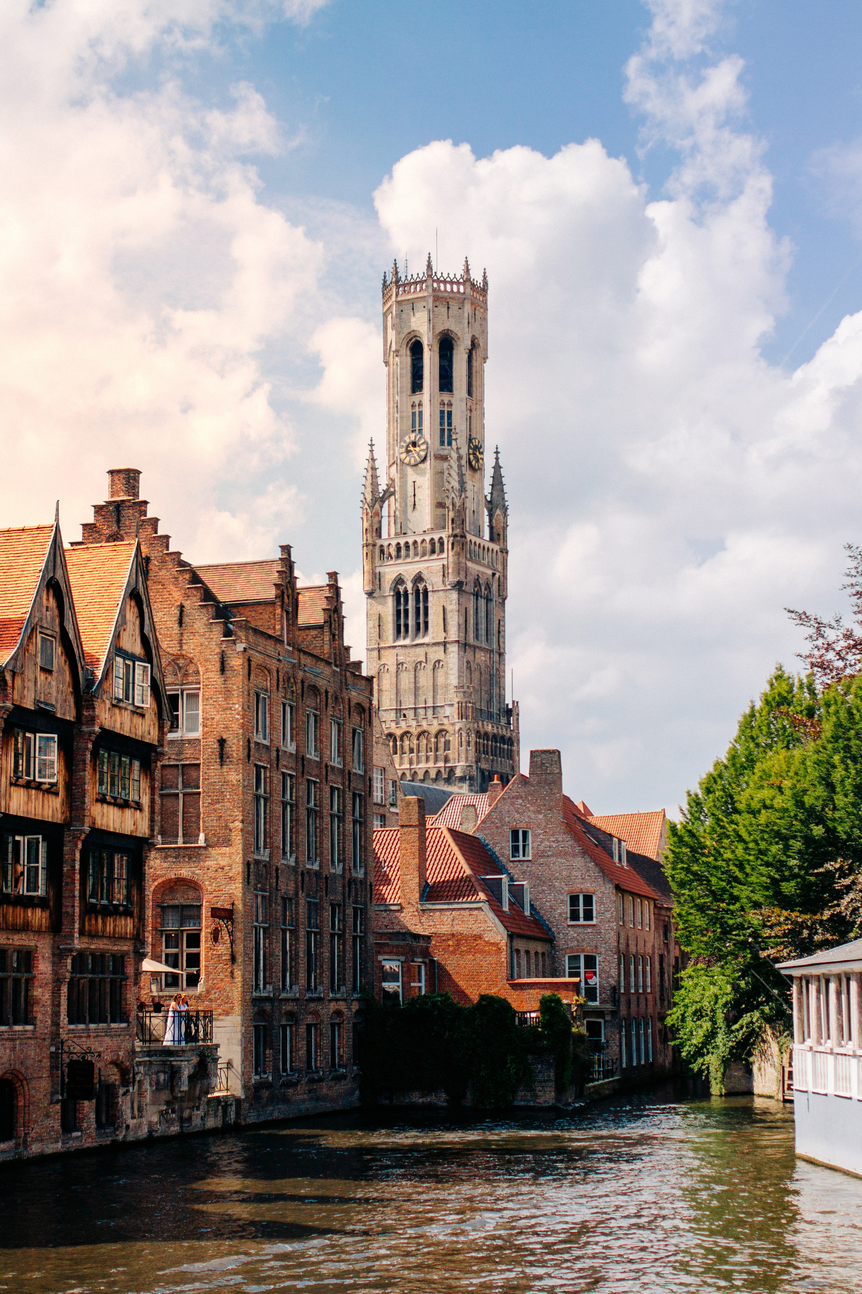 Canal view of picturesque medieval Bruges, Belgium