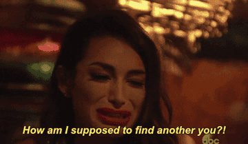 A gif of a woman crying, saying &quot;how am I supposed to find another you?&quot;&quot;