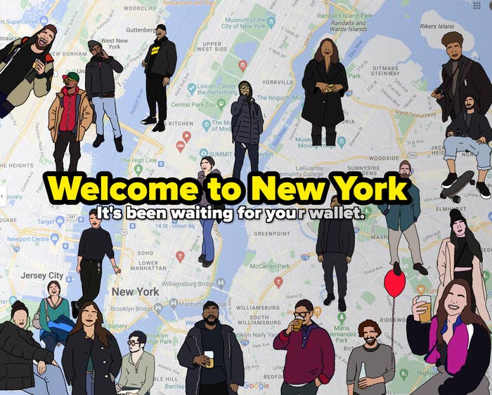 new yorkers overlayed on a map of the city