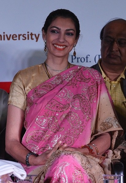 Yukta Mookhey, winner of the Miss World 1999 pageant, during the International Food Festival at the International Center in Savitribai Phule Pune University campus