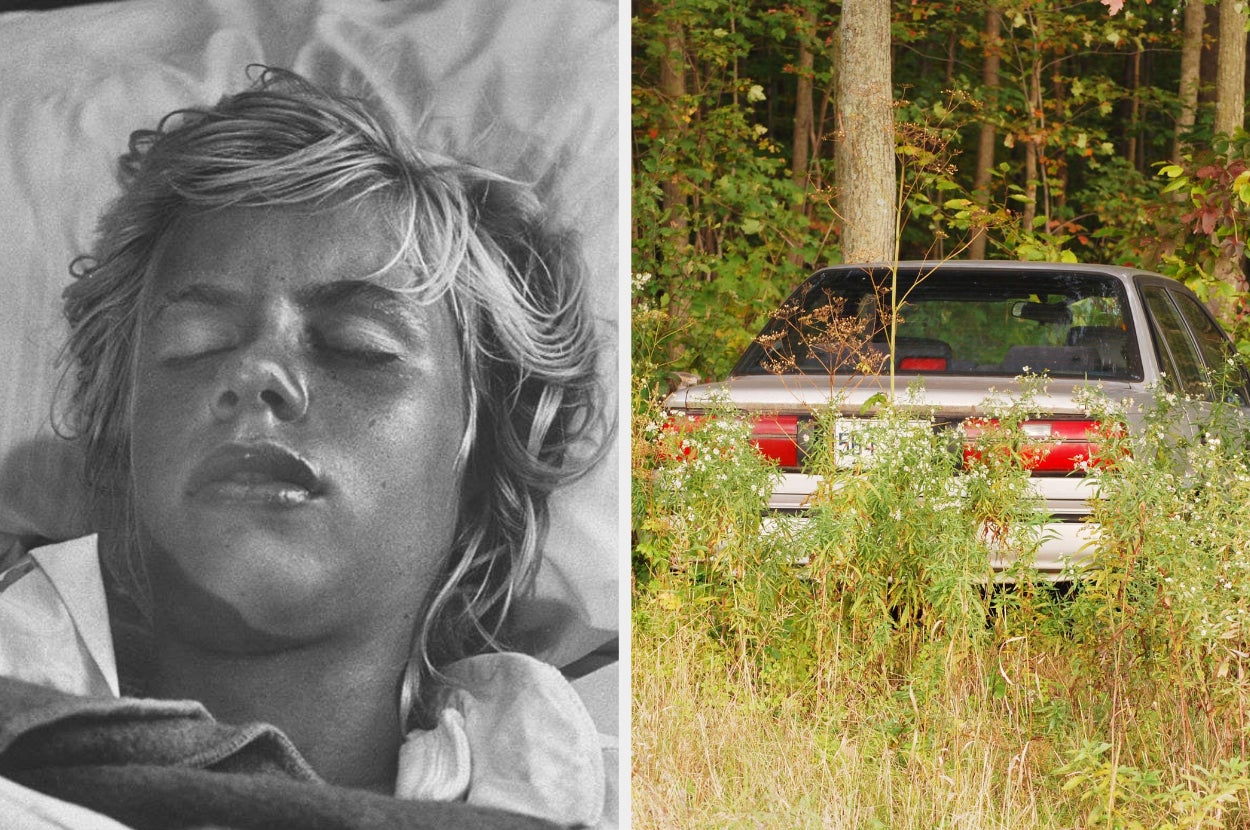 a young girl passed out from exhaustion, and an abandoned car in the woods