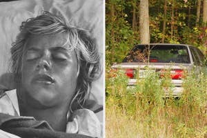 a young girl passed out from exhaustion, and an abandoned car in the woods