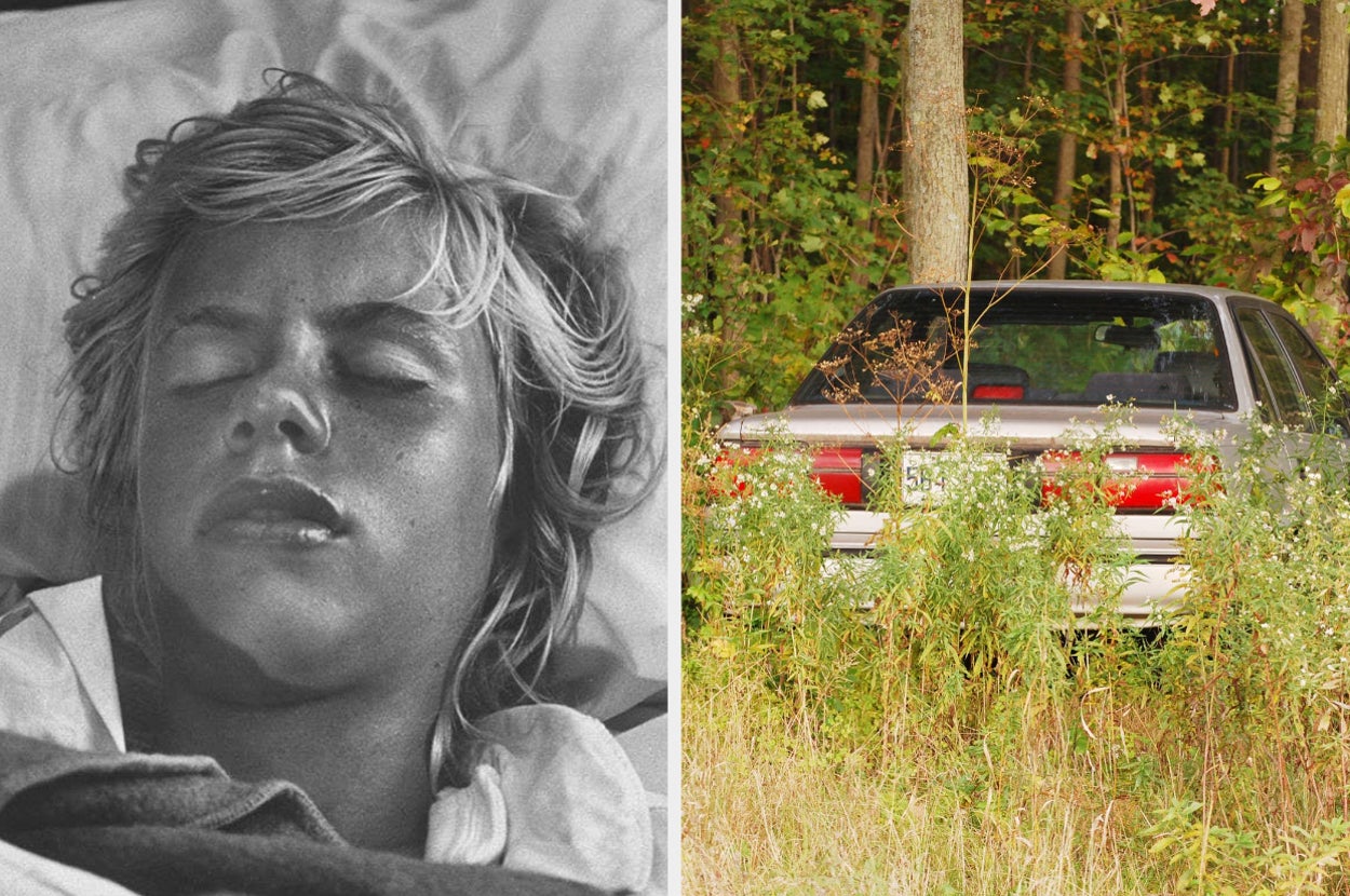 a young girl passed out from exhaustion, and an abandoned car in the woods
